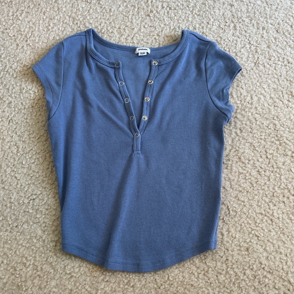 Garage Sky Blue Ribbed Tee
